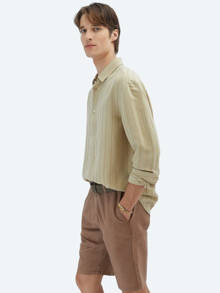 Limon Küfü Oversize Fit Dokuma Casual Gömlek - 5