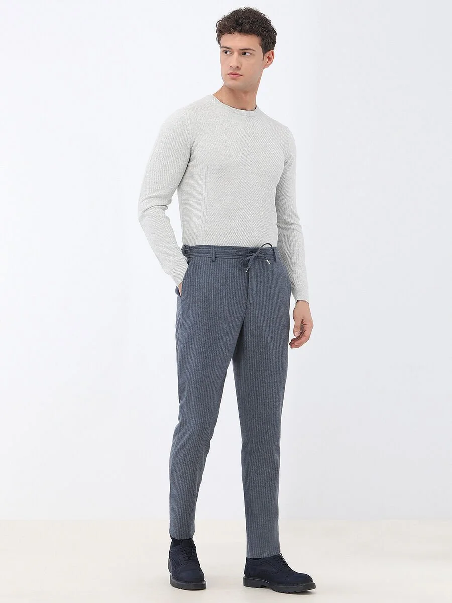 Mavi Çizgili Modern Fit Takım Elbise - 4