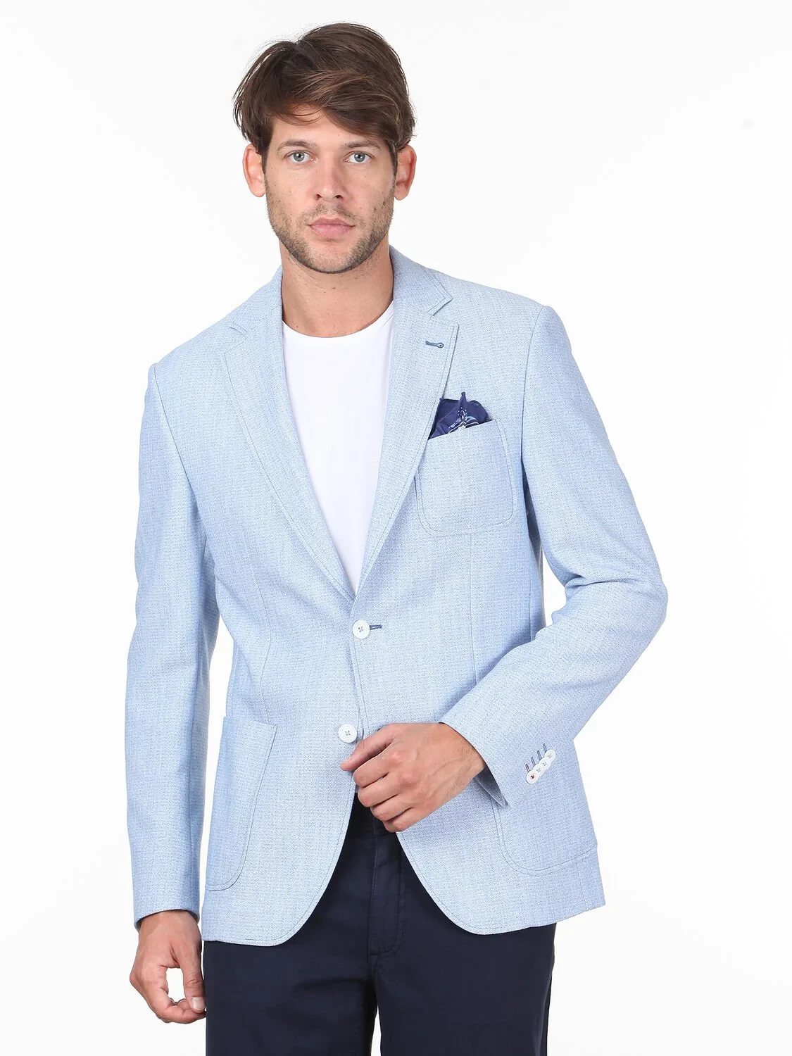 Mavi Desenli Modern Fit Ceket - 1