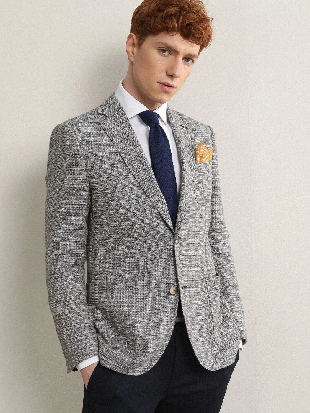 Mavi Desenli Modern Fit Ceket - 1