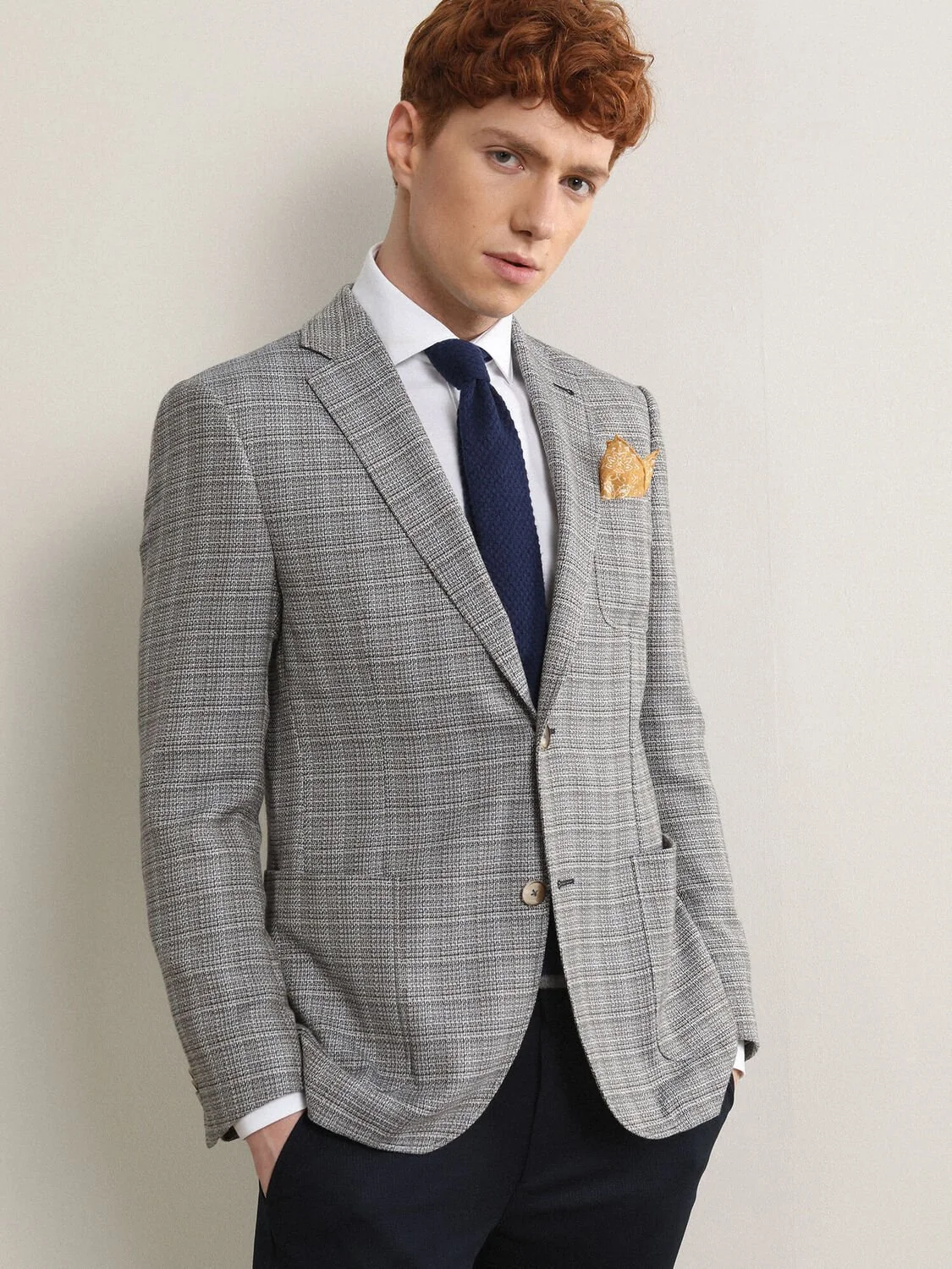 Mavi Desenli Modern Fit Ceket - 1