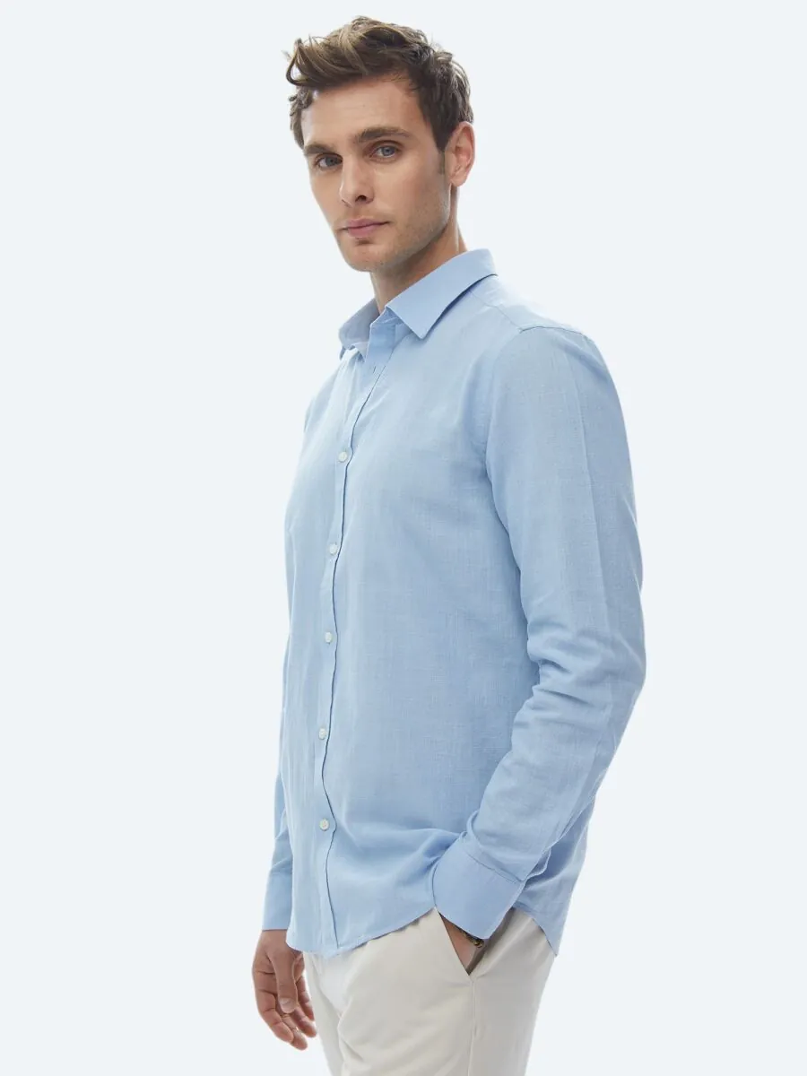 Mavi Düz Regular Fit Dokuma Casual %100 Pamuk Gömlek - 10