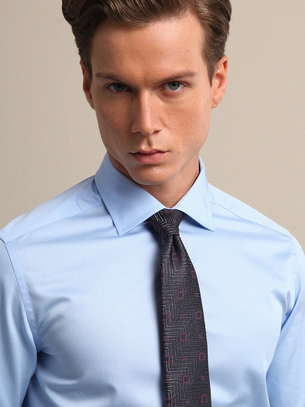 Mavi Düz Slim Fit Dokuma Klasik %100 Pamuk Gömlek 