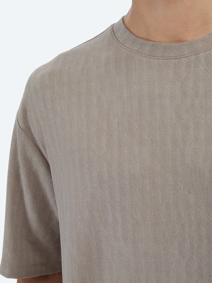 Mink Patterned Crew Neck T-Shirt - 4