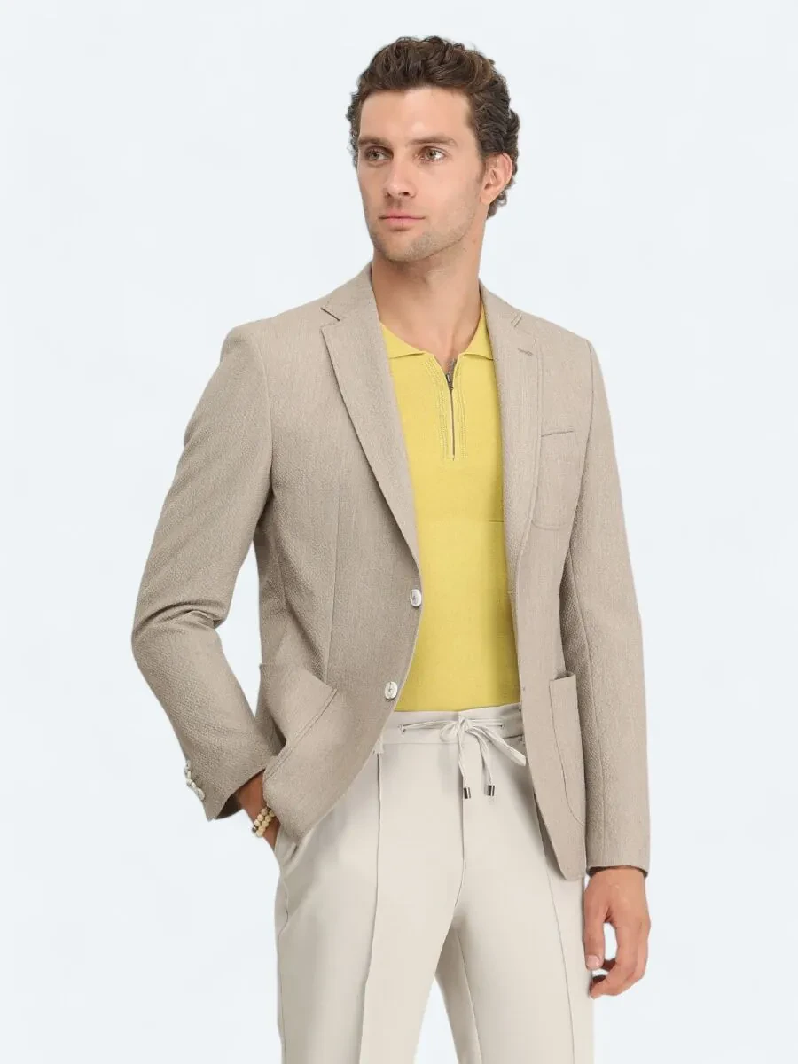 Mink Patterned Modern Fit Jacket - 1