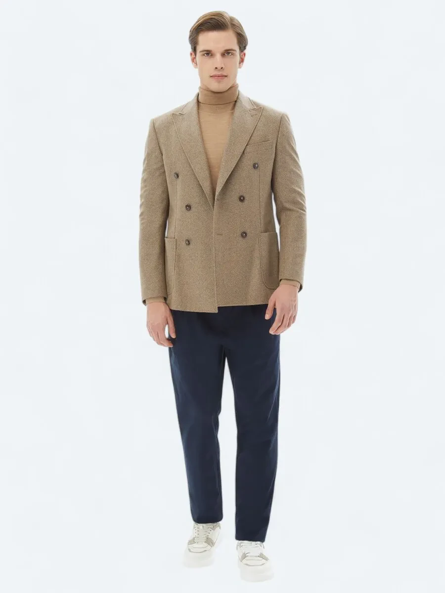 Mink Patterned Modern Fit Recycled Wool Blended Jacket - 2