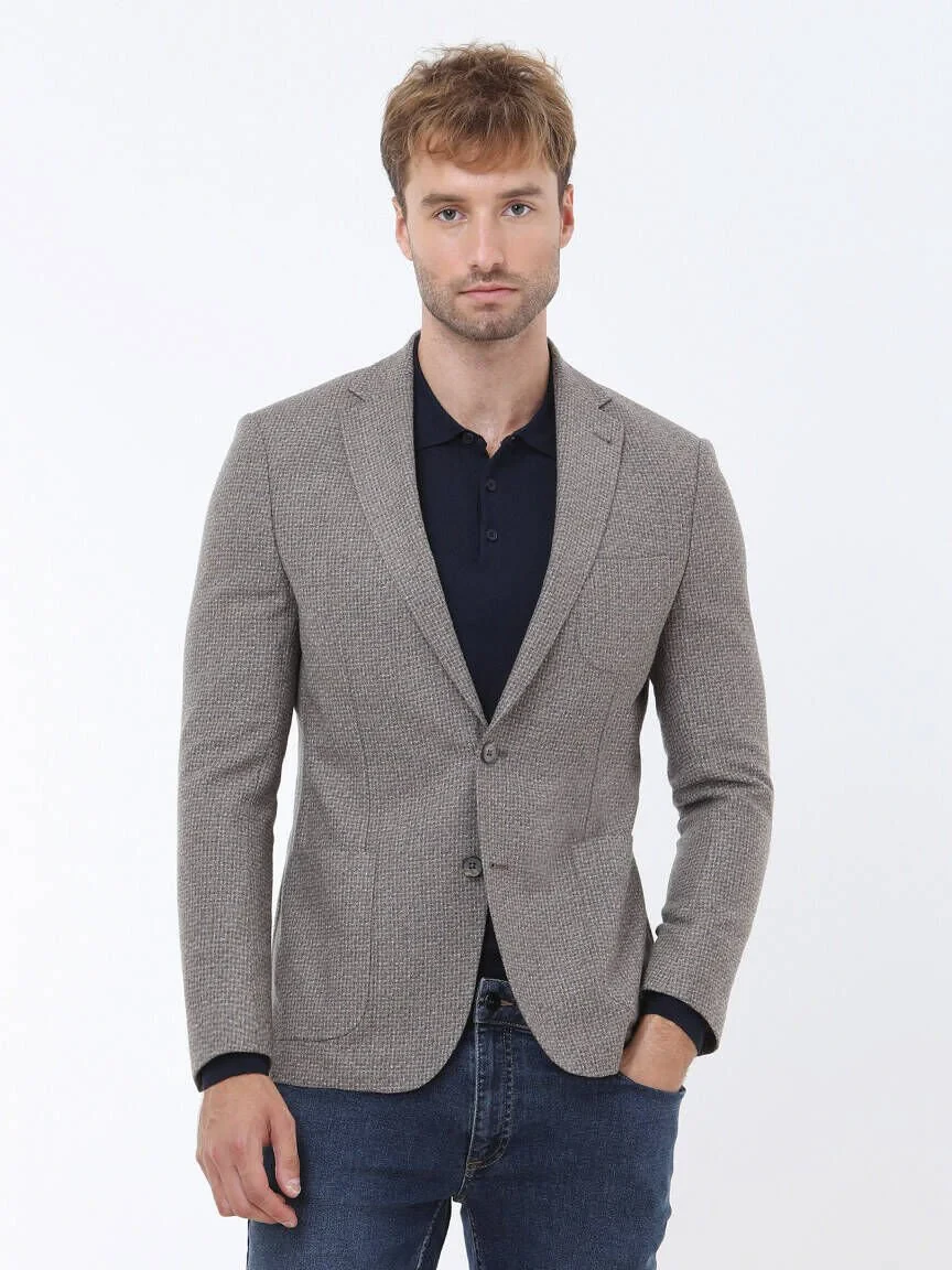 Mink Patterned Regular Fit Wool Blended Jacket - 1