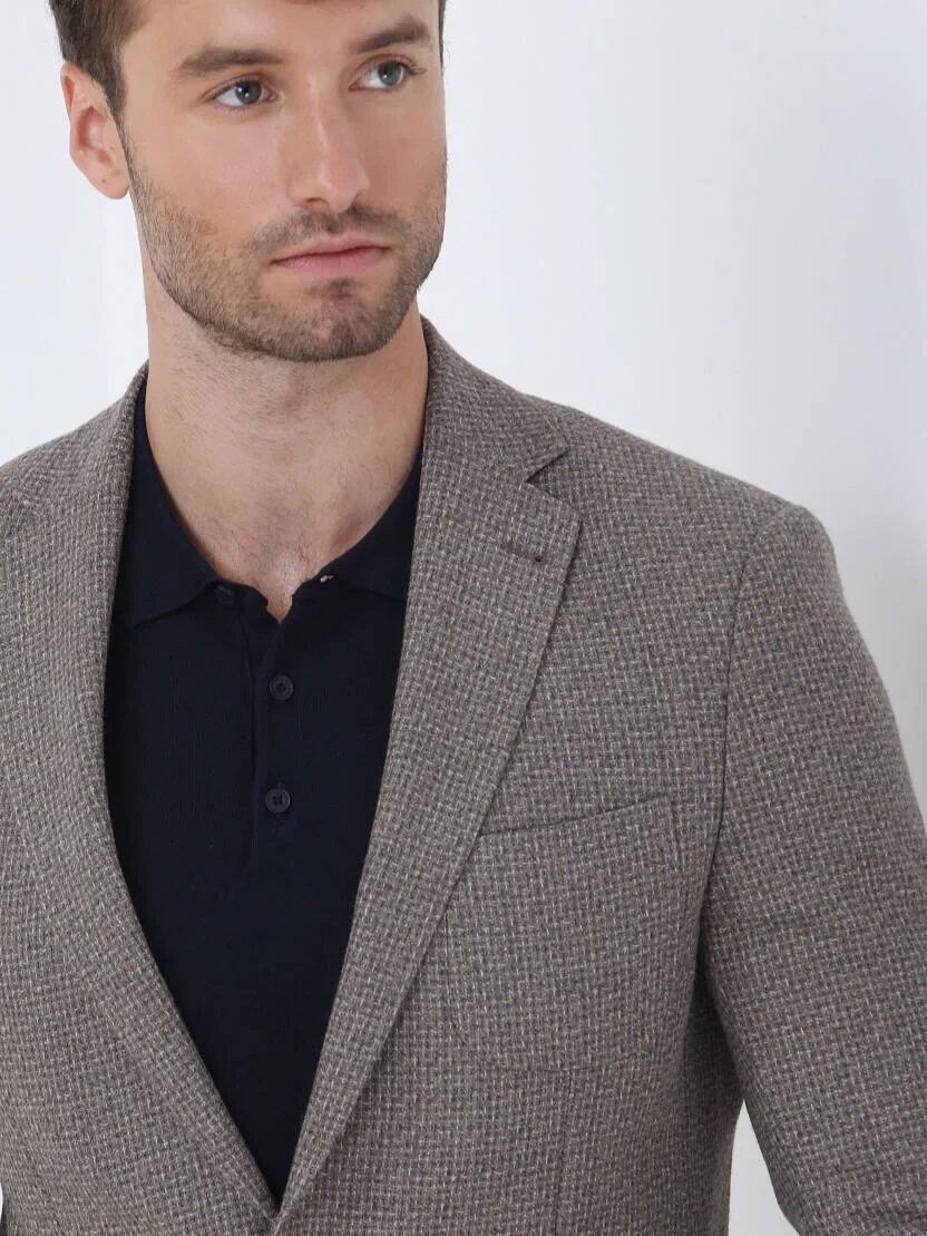 Mink Patterned Regular Fit Wool Blended Jacket - 3