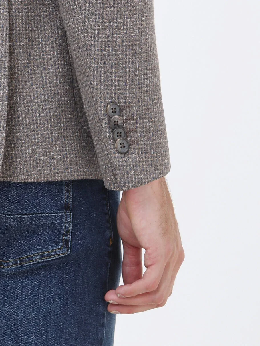 Mink Patterned Regular Fit Wool Blended Jacket - 4