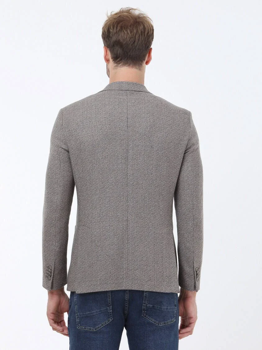 Mink Patterned Regular Fit Wool Blended Jacket - 5
