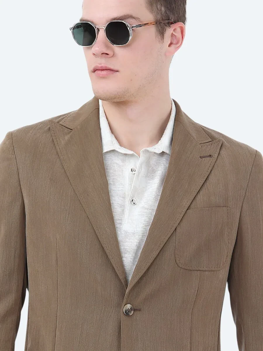 Mink Plain Modern Fit Jacket - 3