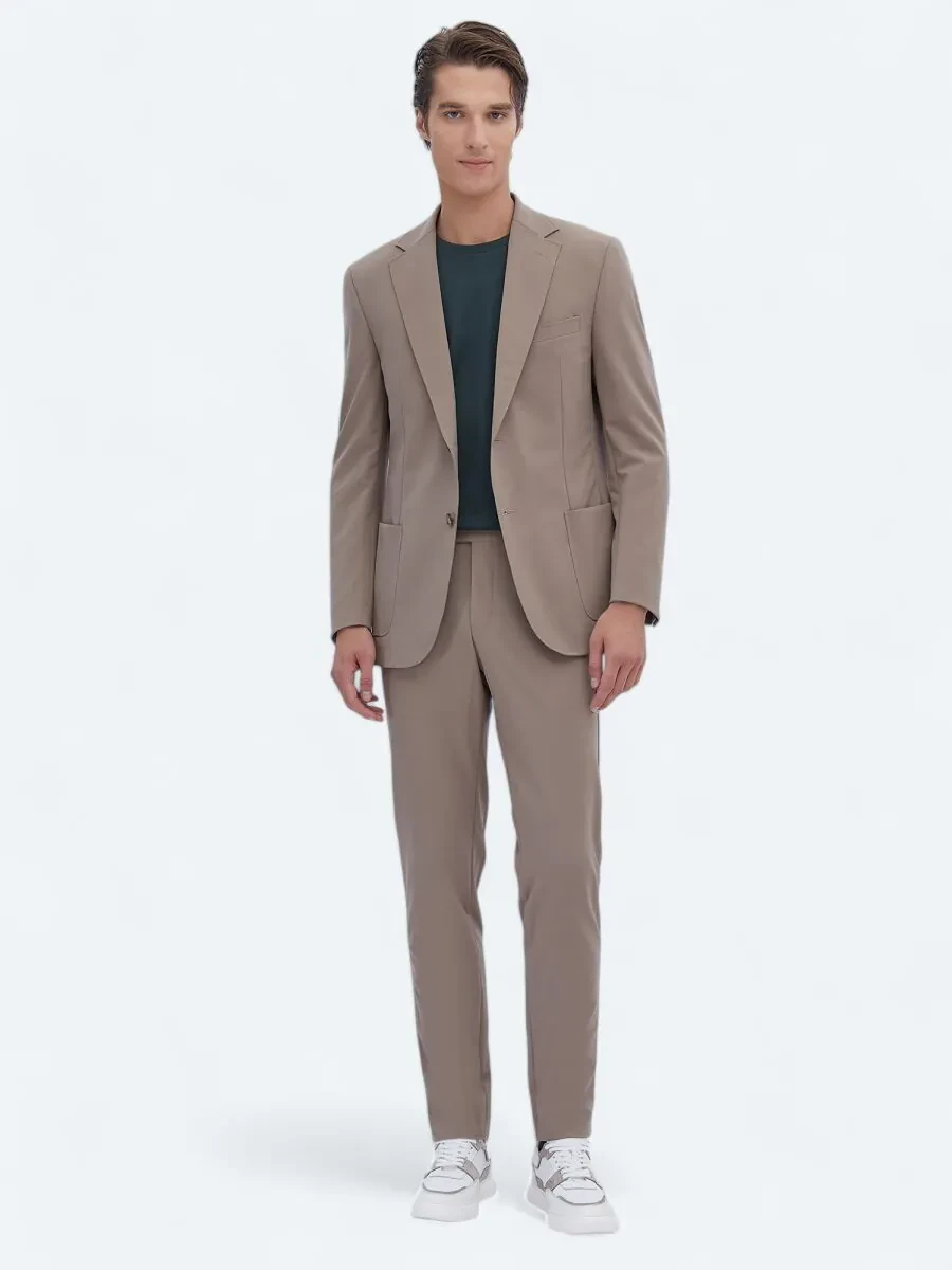 Mink Plain Modern Fit Wrinkle Free Suit - 2
