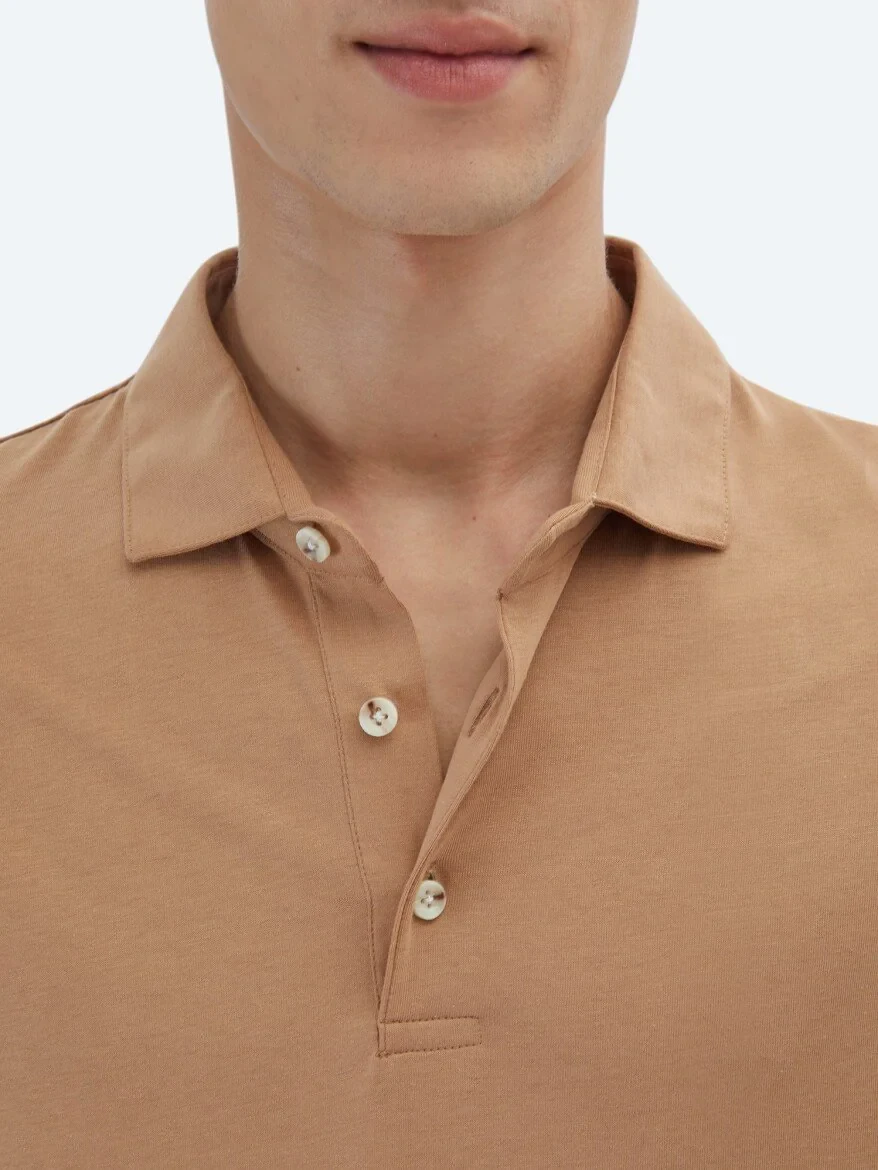 Mink Plain Polo Neck 100% Cotton T-Shirt 