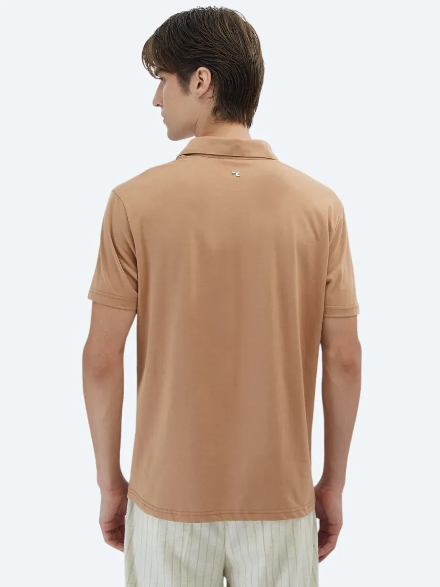 Mink Plain Polo Neck 100% Cotton T-Shirt - 6
