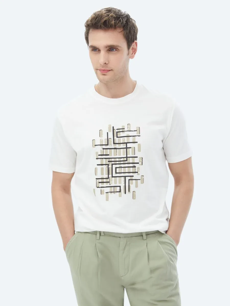 Mink Printed Crew Neck 100% Cotton T-Shirt - 3