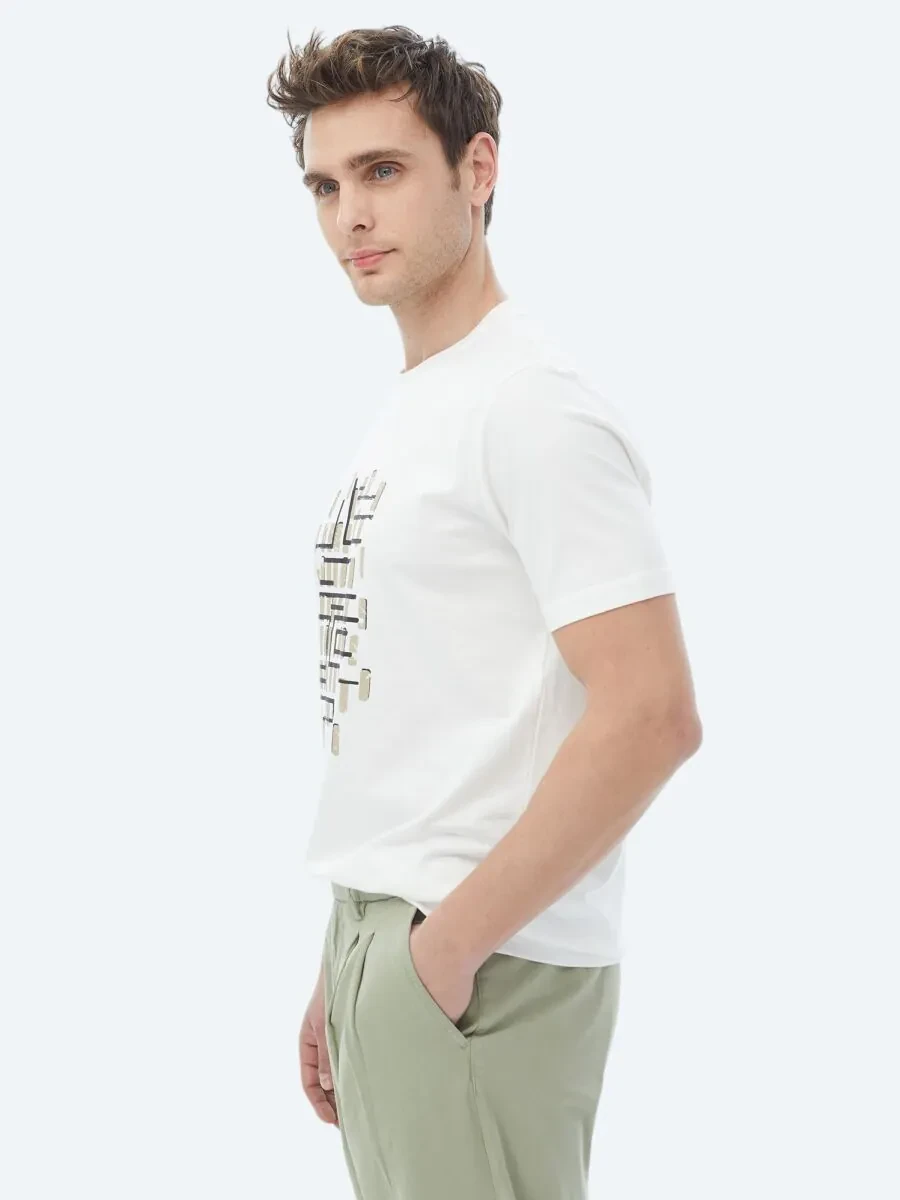 Mink Printed Crew Neck 100% Cotton T-Shirt - 5