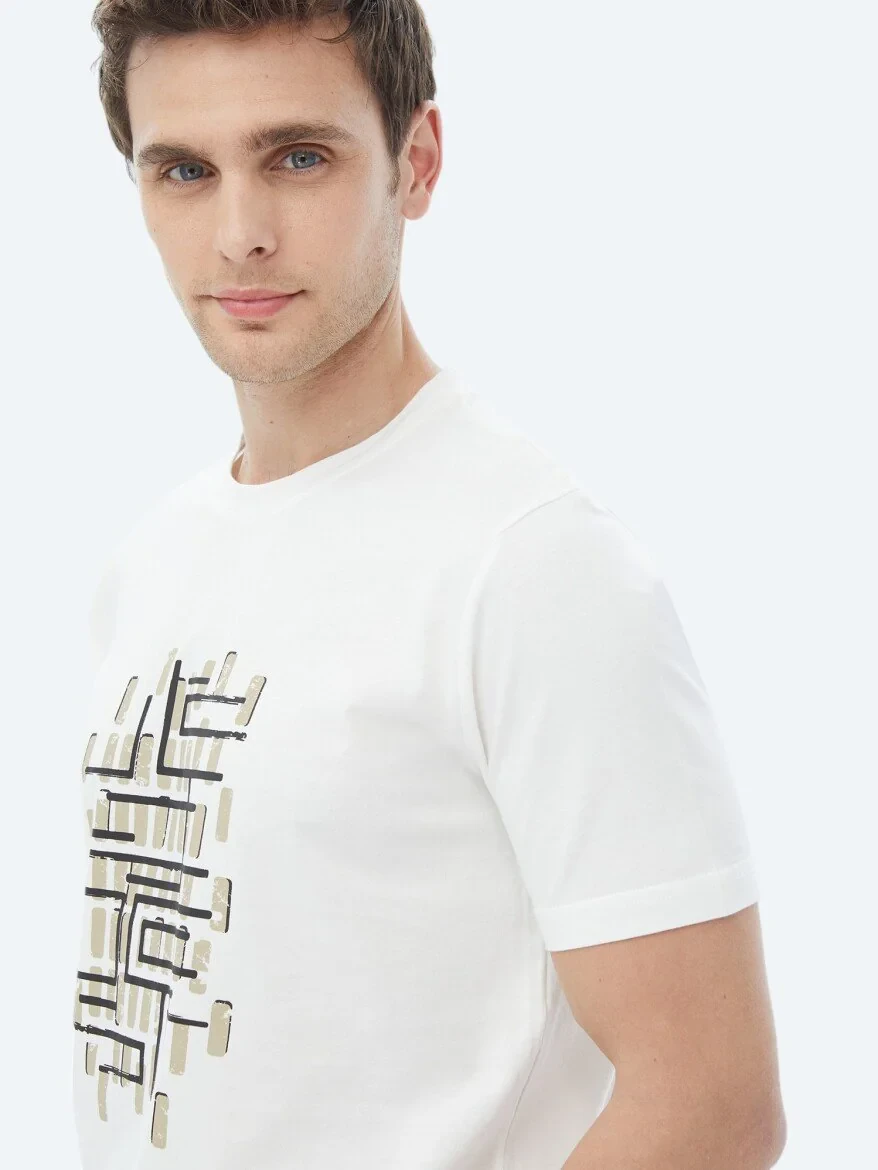 Mink Printed Crew Neck 100% Cotton T-Shirt - 6