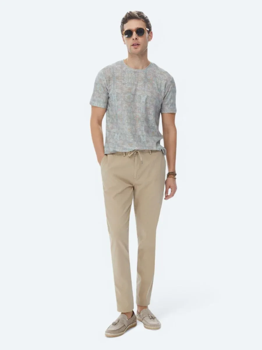 Mink Printed Crew Neck Cotton Blended T-Shirt - 3