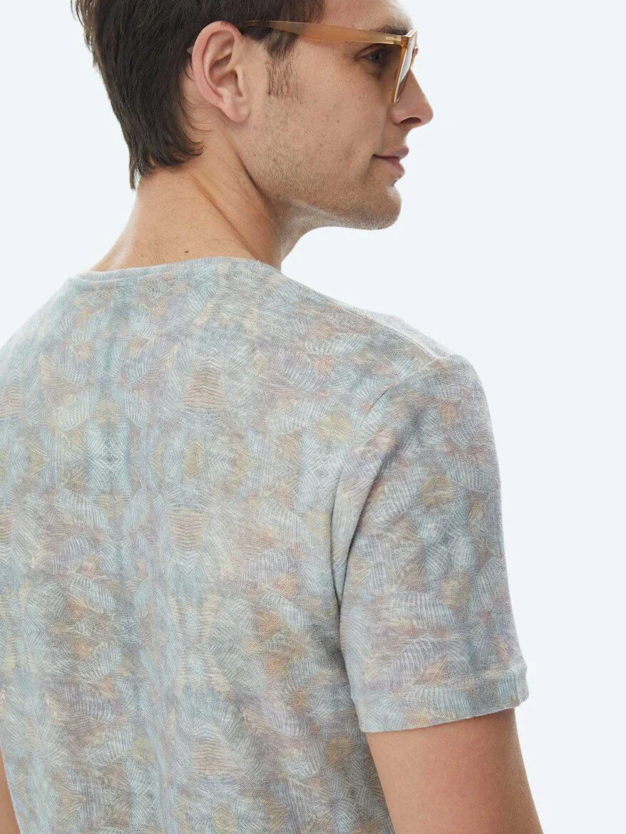 Mink Printed Crew Neck Cotton Blended T-Shirt - 5