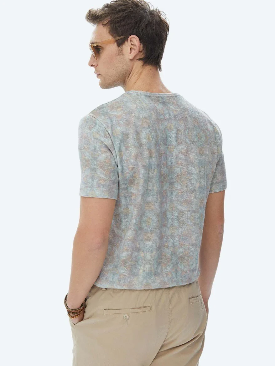 Mink Printed Crew Neck Cotton Blended T-Shirt - 6