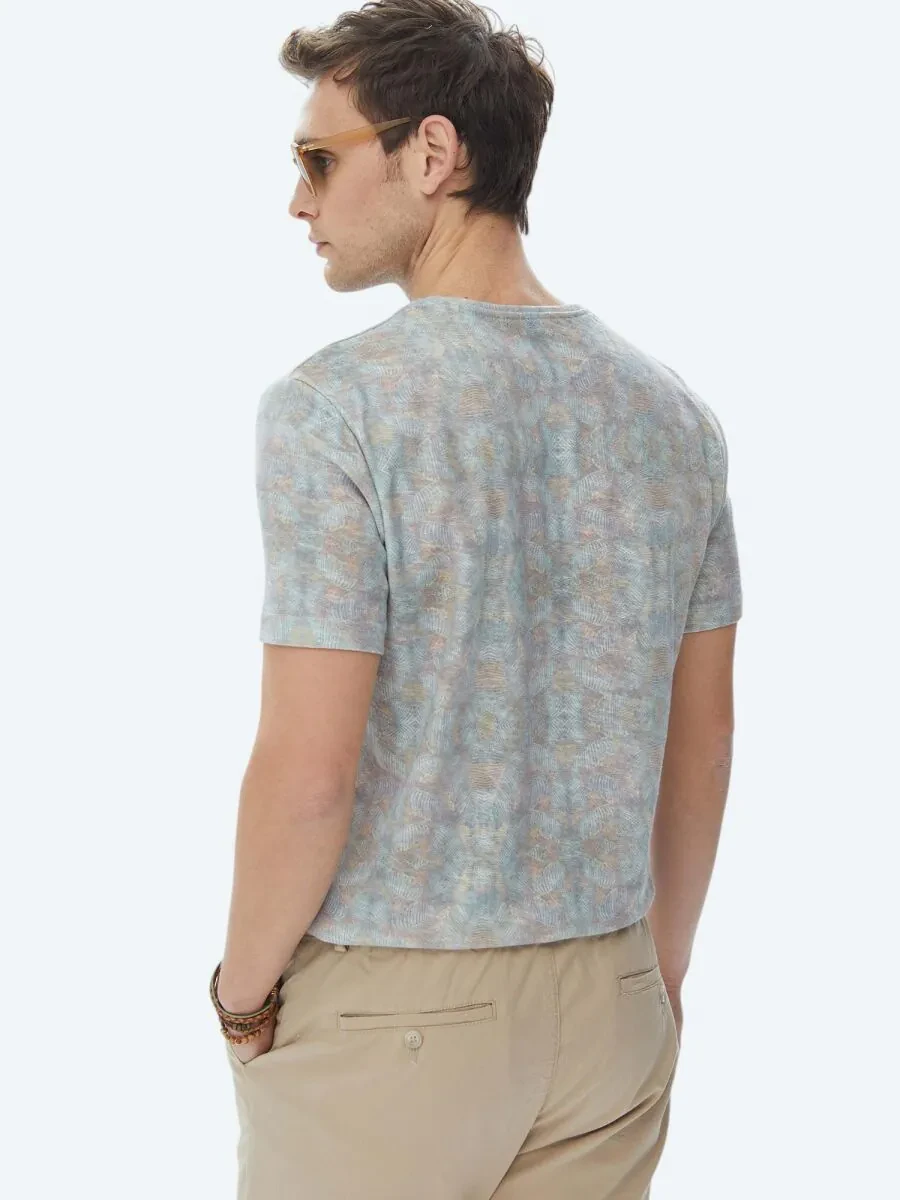 Mink Printed Crew Neck Cotton Blended T-Shirt - 6