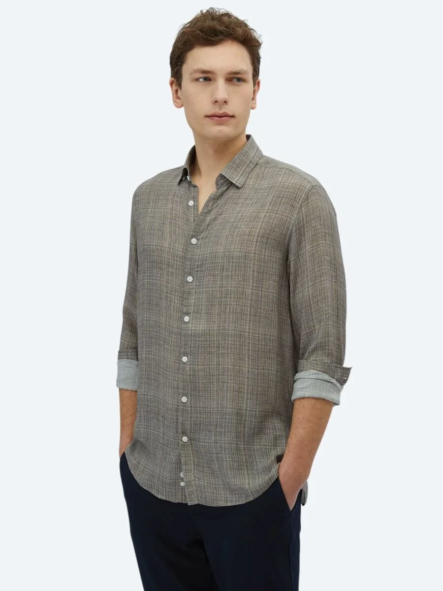 Mink Printed Regular Fit Weaving Casual Shirt - 1