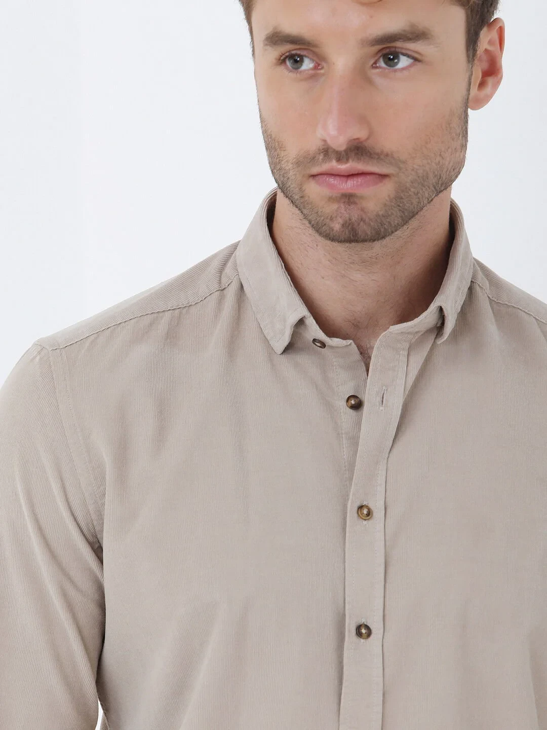 Mink Ribbed Regular Fit Weaving Casual 100% Cotton Shirt - 2