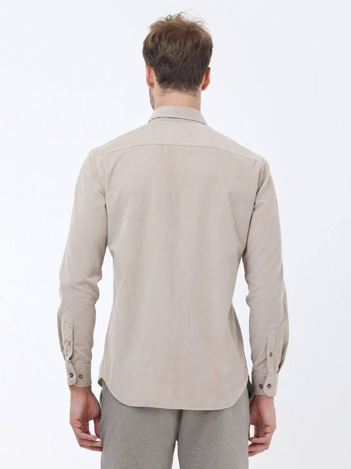 Mink Ribbed Regular Fit Weaving Casual 100% Cotton Shirt - 4