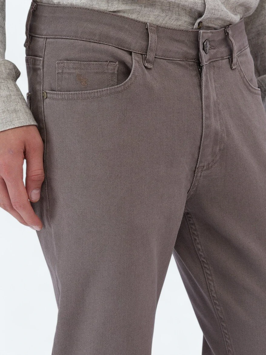 Mink Slim Fit Denim Cotton Blended Trousers - 3