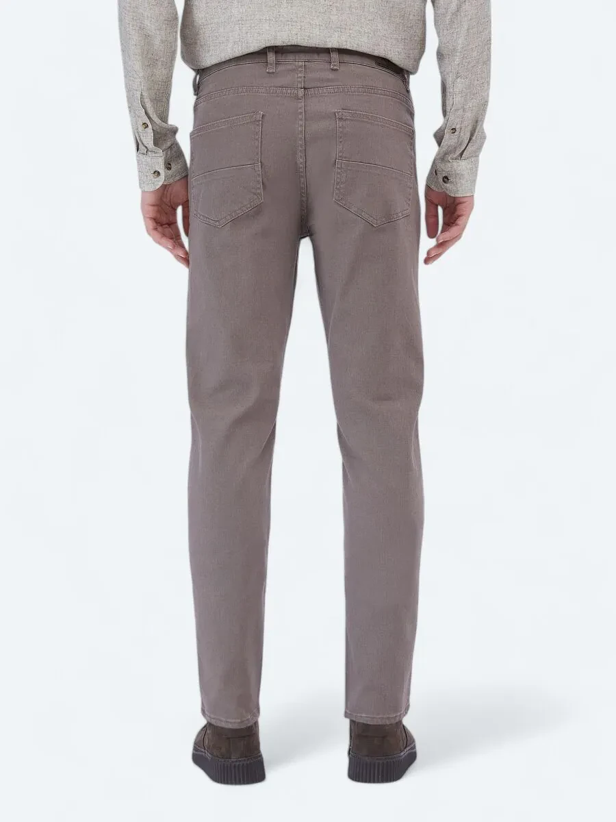 Mink Slim Fit Denim Cotton Blended Trousers - 4