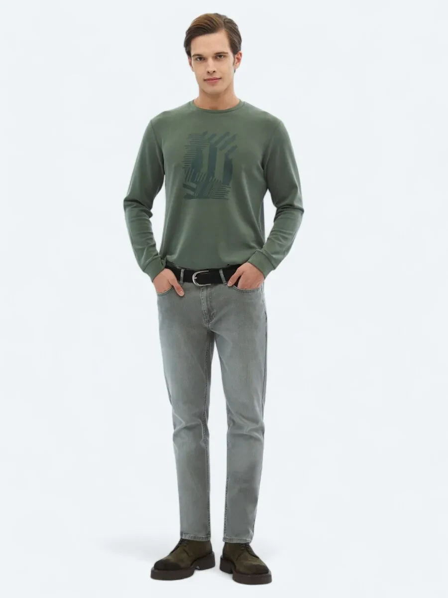 Mink Slim Fit Denim Cotton Blended Trousers - 1