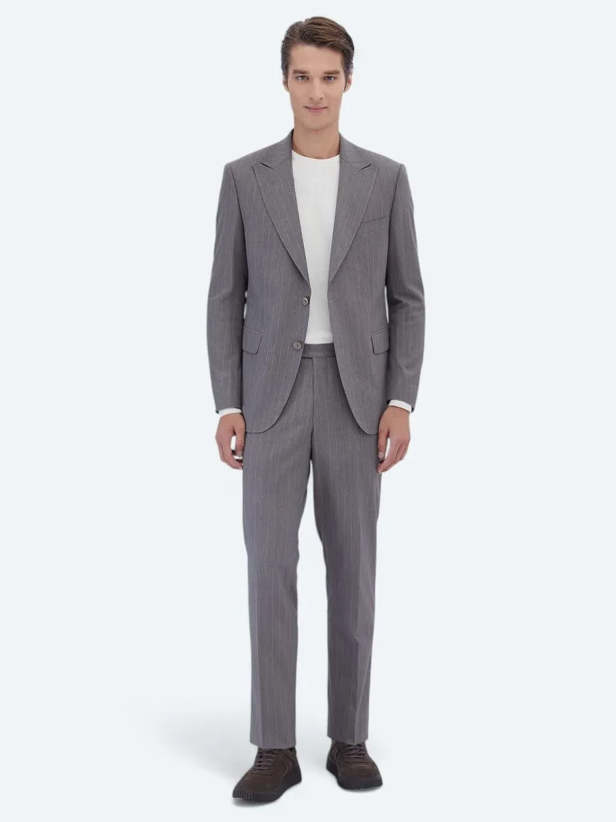 Mink Striped Comfort Fit Suit - 2