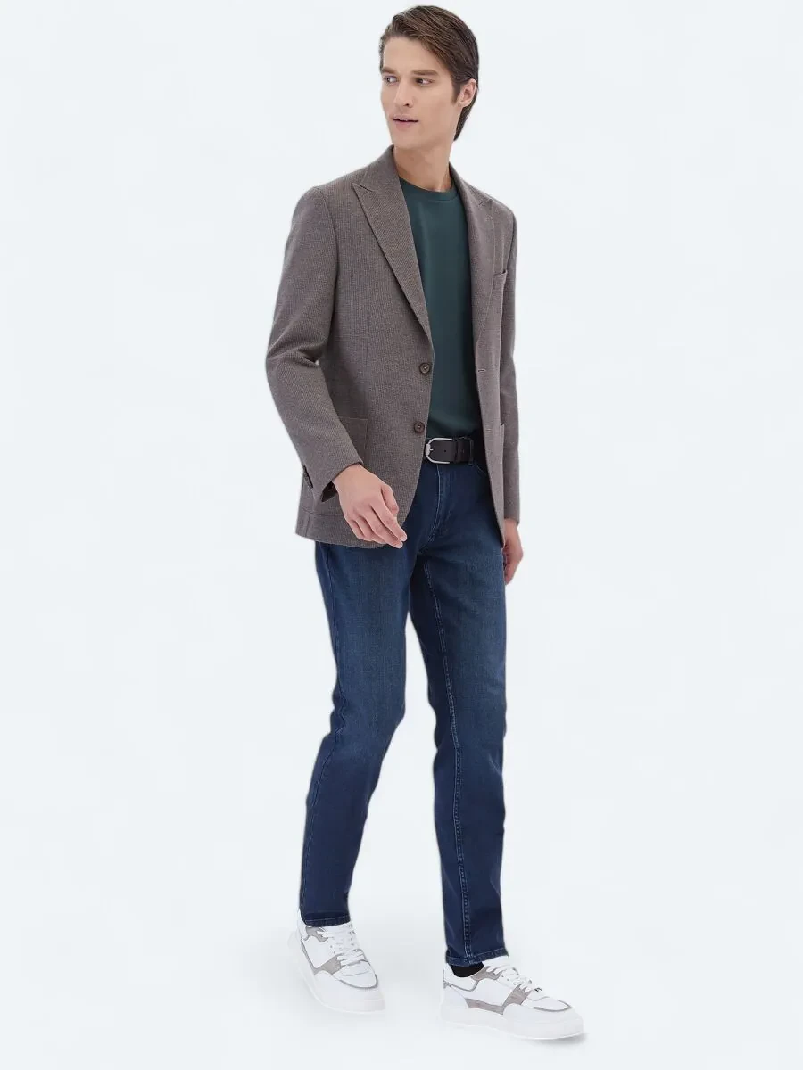 Mink Striped Modern Fit 100% Cotton Jacket - 2