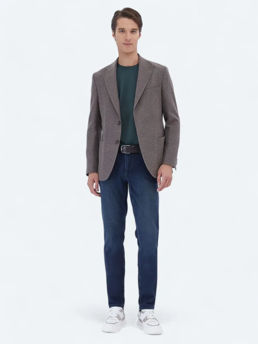 Mink Striped Modern Fit 100% Cotton Jacket - 3