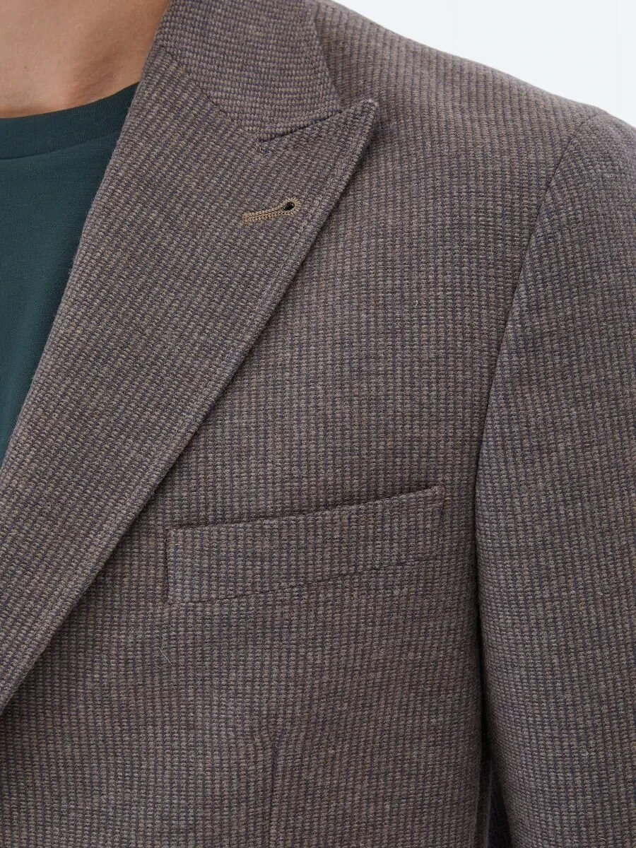 Mink Striped Modern Fit 100% Cotton Jacket - 5