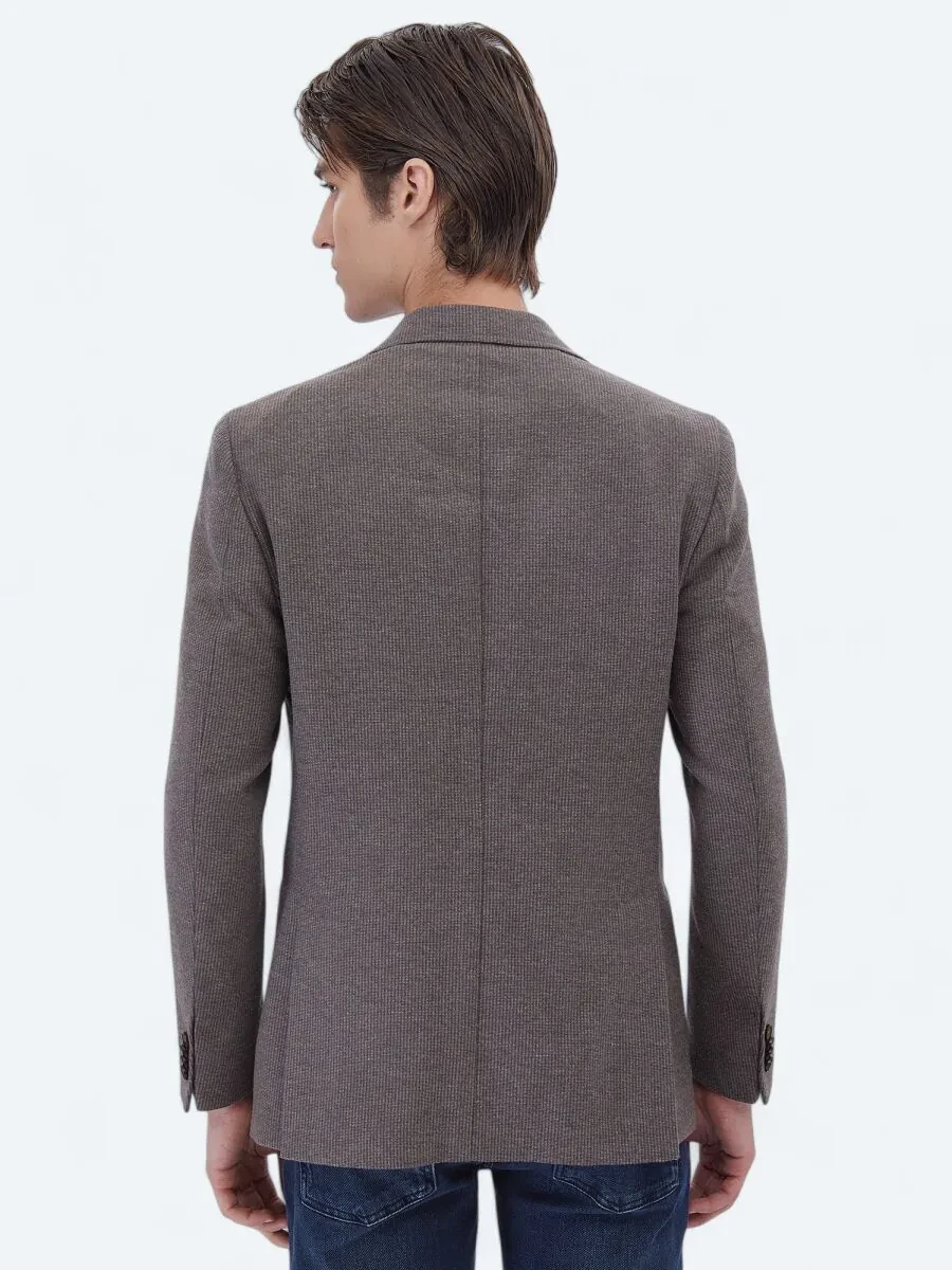 Mink Striped Modern Fit 100% Cotton Jacket - 7