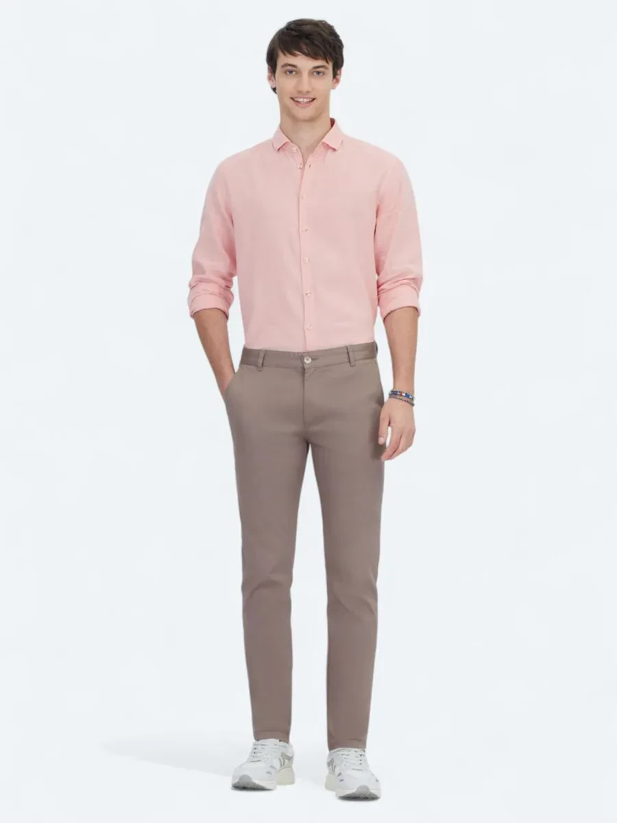 Mink Weaving Casual Cotton Blended Trousers - 1