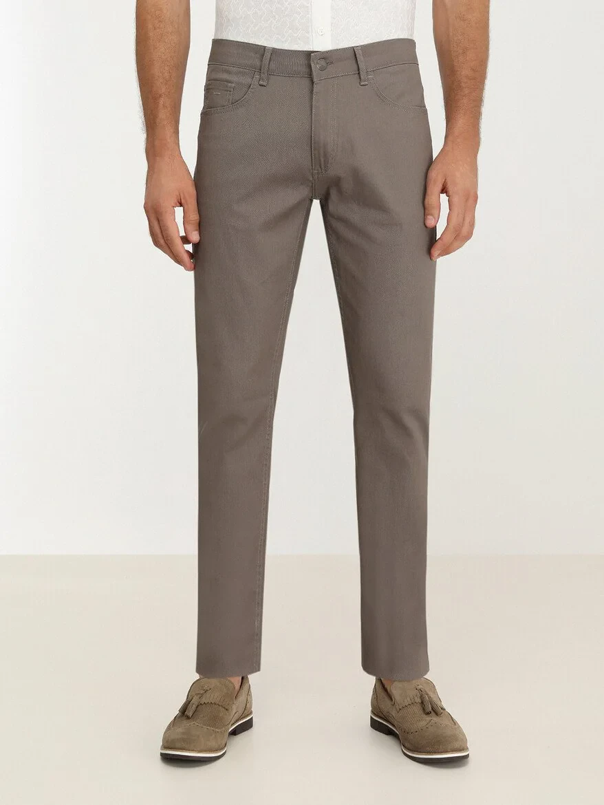 Mink Weaving Fitted Fit Casual Cotton Blended Trousers - 2