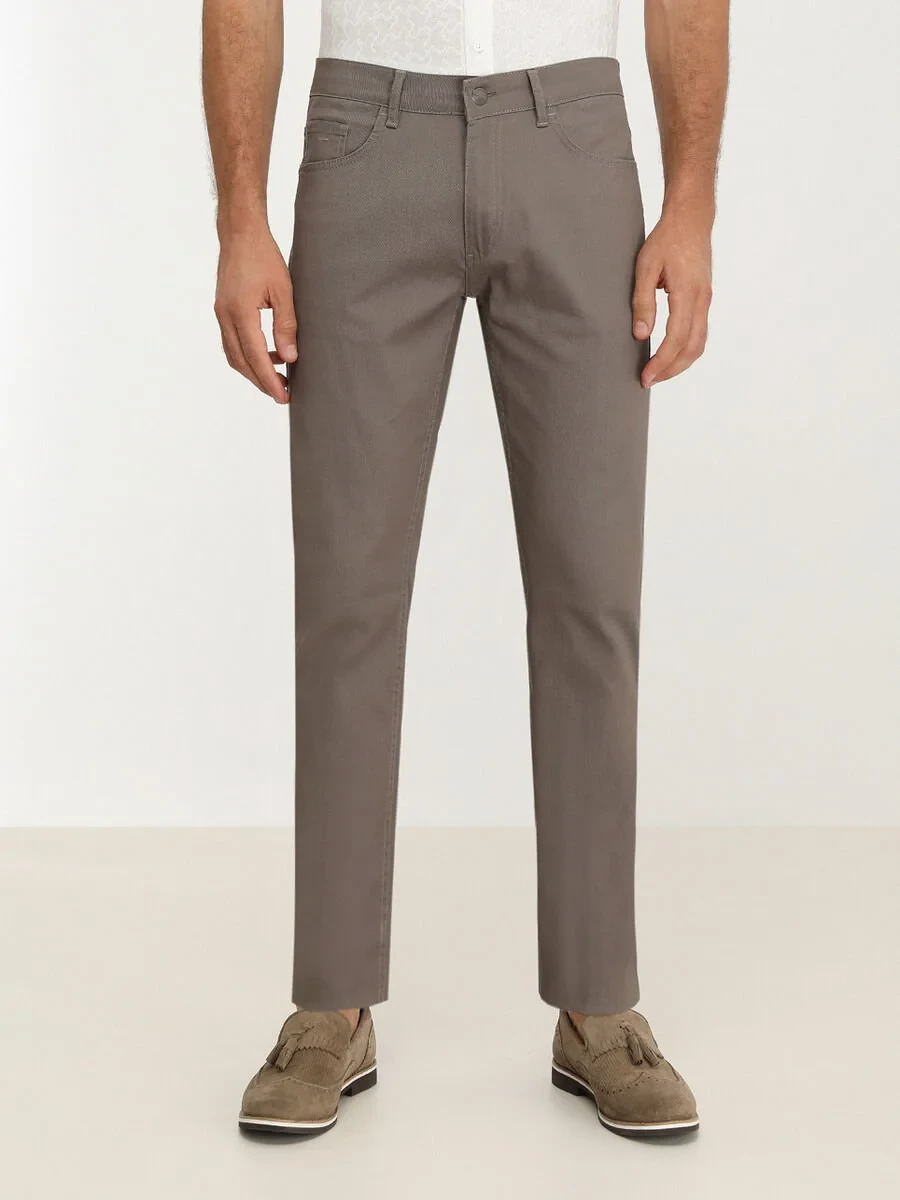 Mink Weaving Fitted Fit Casual Cotton Blended Trousers - 2
