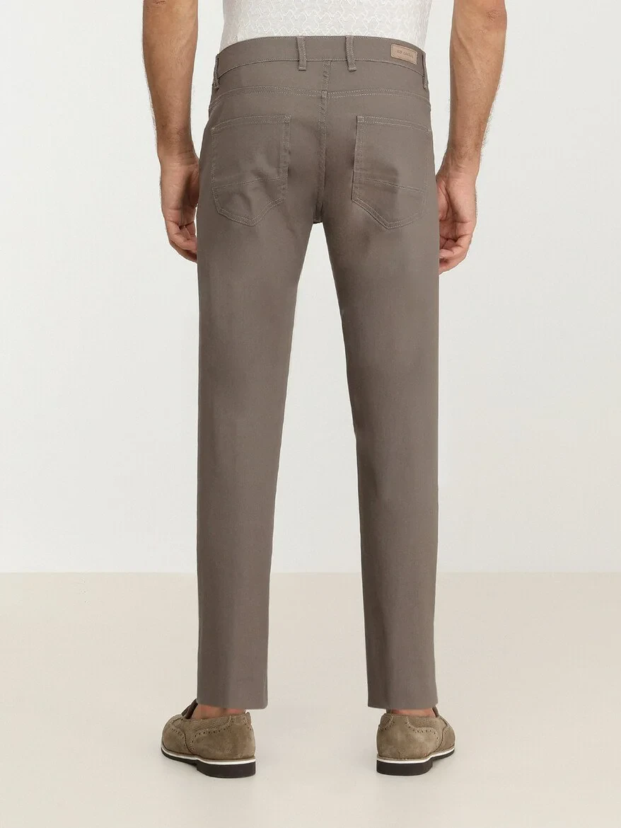 Mink Weaving Fitted Fit Casual Cotton Blended Trousers - 5