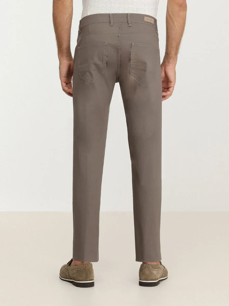 Mink Weaving Fitted Fit Casual Cotton Blended Trousers - 5