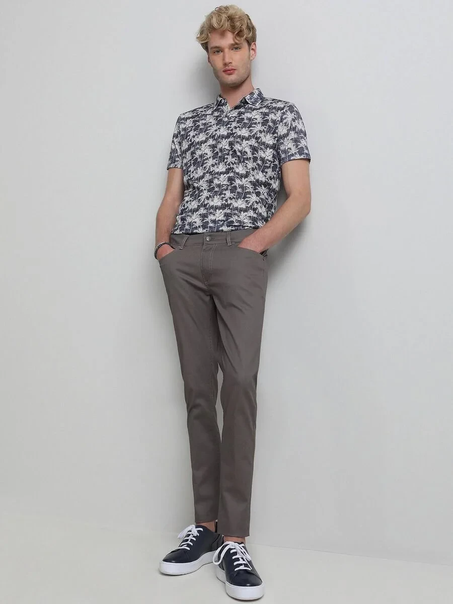 Mink Weaving Fitted Fit Casual Cotton Blended Trousers - 1