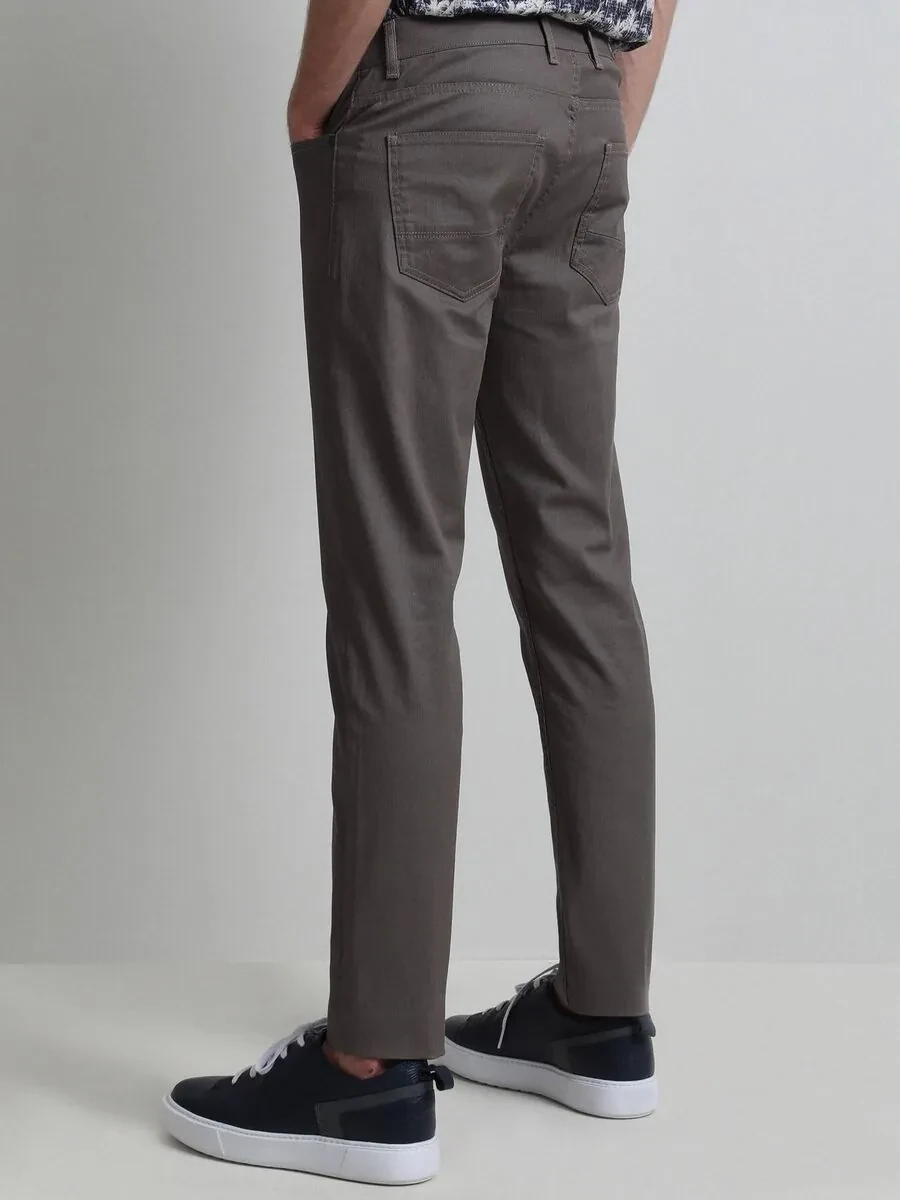 Mink Weaving Fitted Fit Casual Cotton Blended Trousers - 2