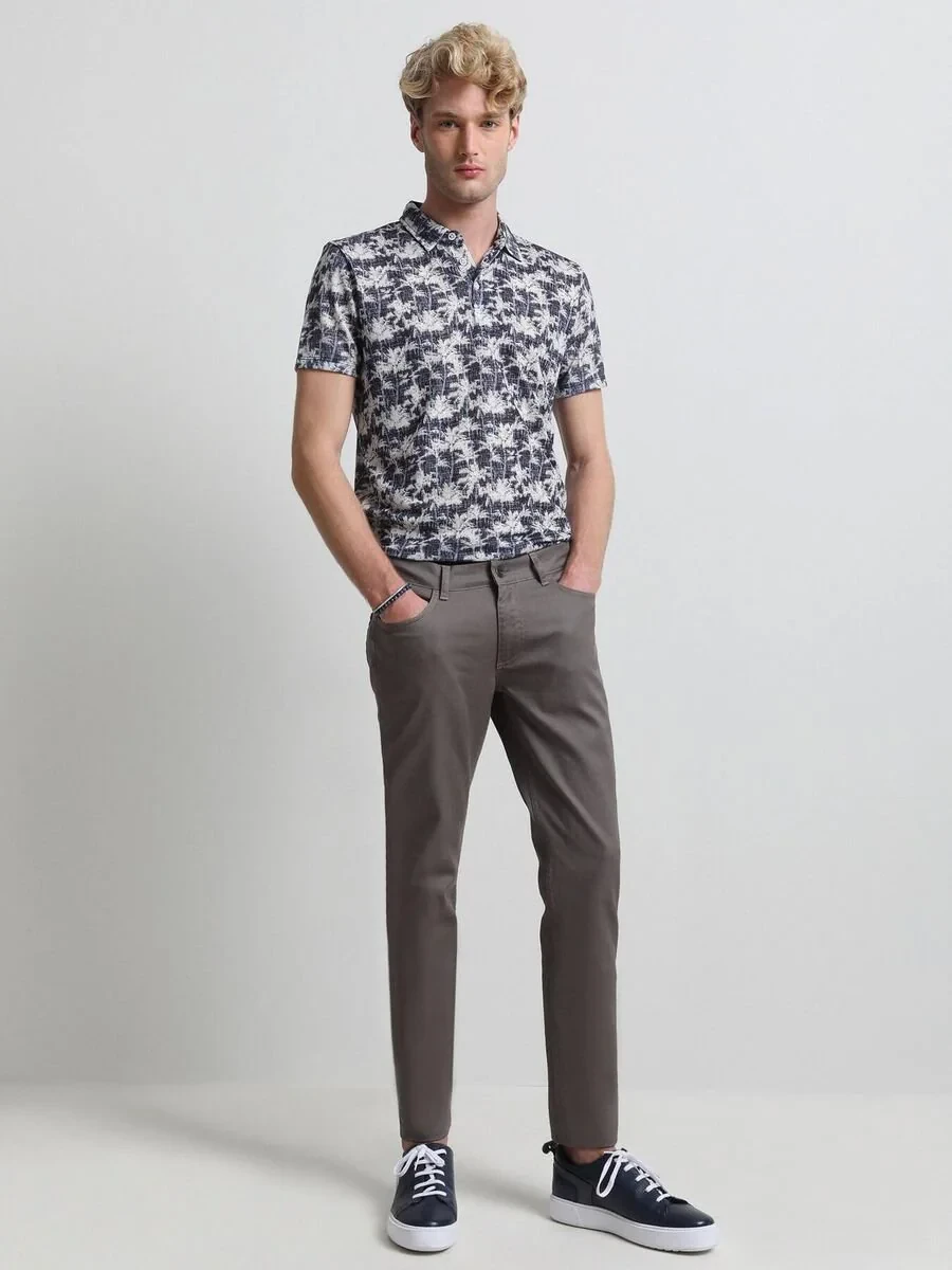 Mink Weaving Fitted Fit Casual Cotton Blended Trousers - 4
