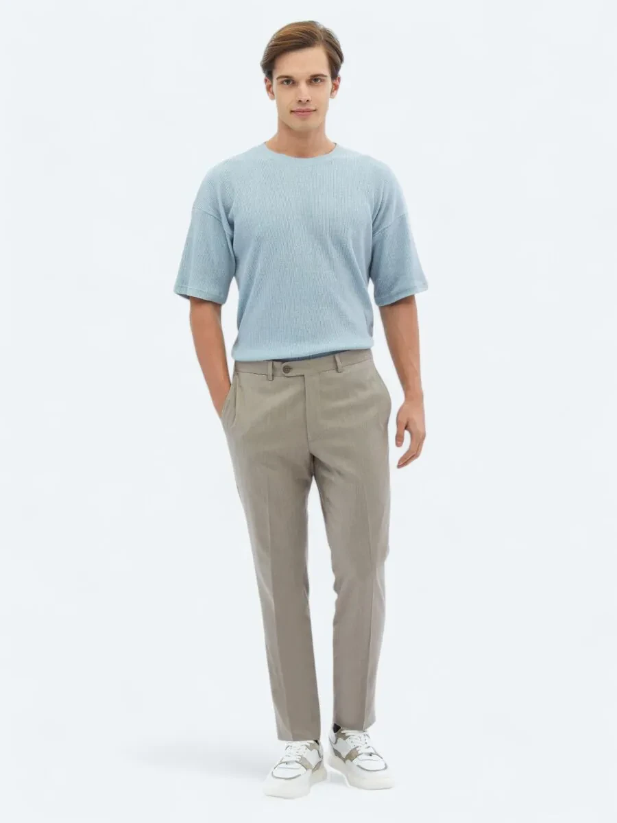 Mink Weaving Fitted Fit Classical Trousers - 1
