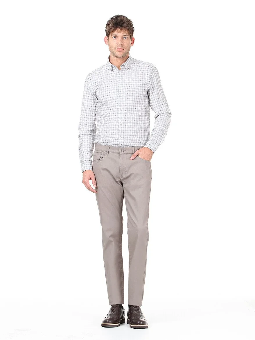 Mink Weaving Regular Fit Casual Cotton Blended Trousers - 1