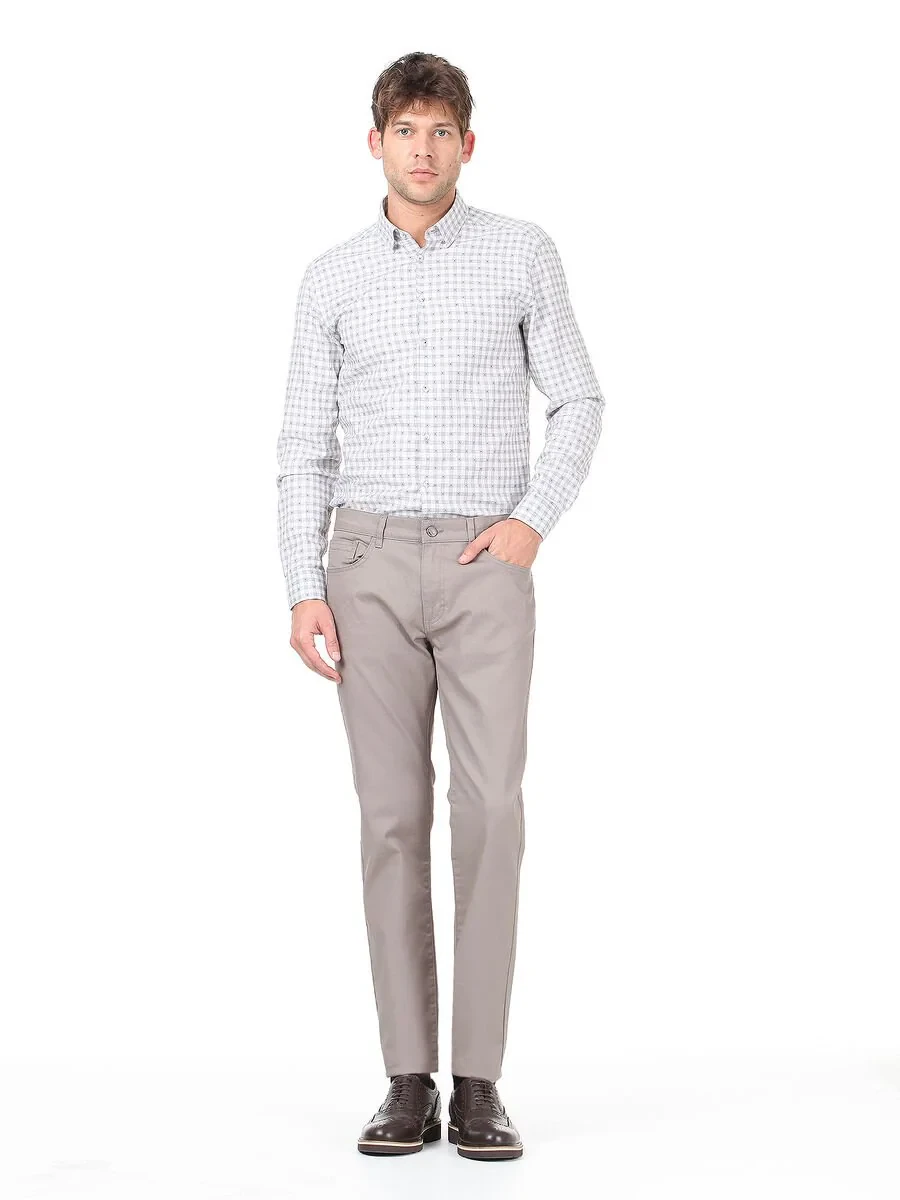 Mink Weaving Regular Fit Casual Cotton Blended Trousers - 1