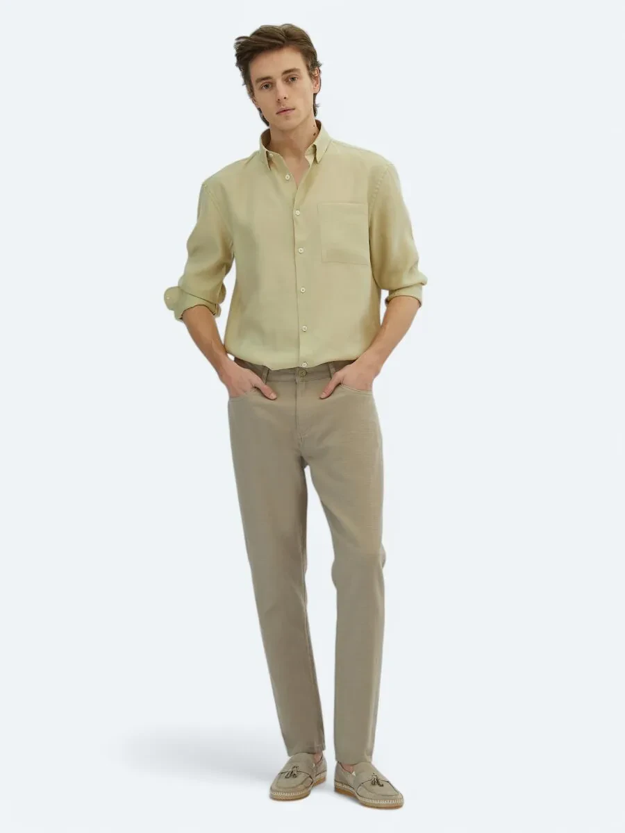 Mink Weaving Regular Fit Casual Cotton Blended Trousers - 1