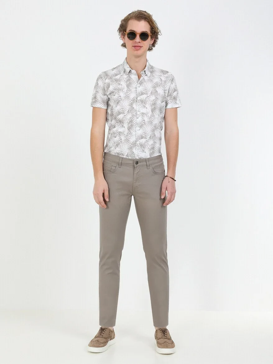 Mink Weaving Slim Fit Casual Cotton Blended Trousers - 1
