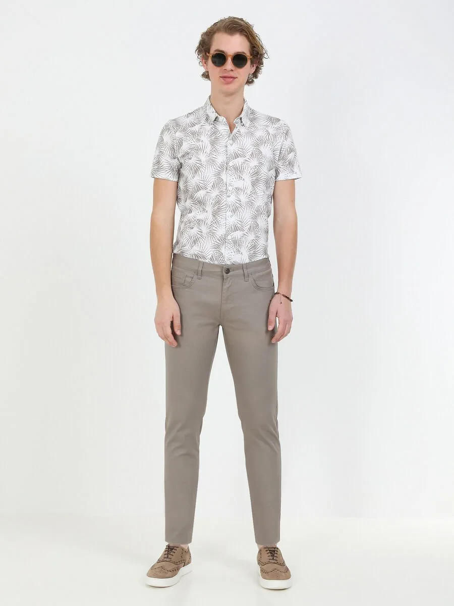 Mink Weaving Slim Fit Casual Cotton Blended Trousers - 1